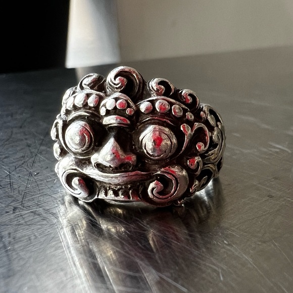 Men's sterling silver ring, "Witch Rangda" Asian Unisex Dragon Foo Dog Sz 9 - Picture 2 of 5